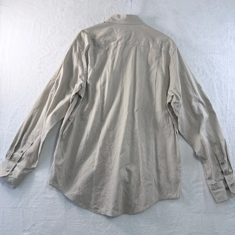Banana Republic Shirt Button Down Classic Tan Long Sleeve Pockets‎ Mens L